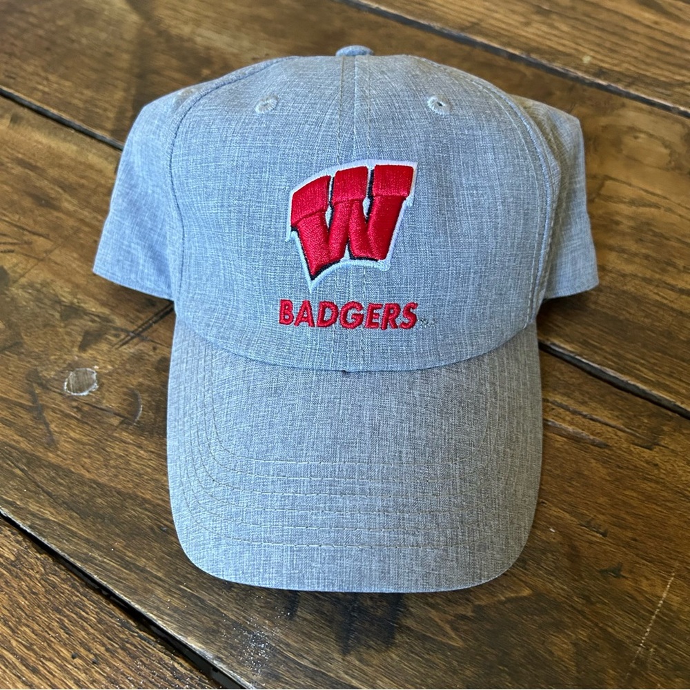 University of Wisconsin Hat Strapback Gray Adjustable UW Badgers College NCAA